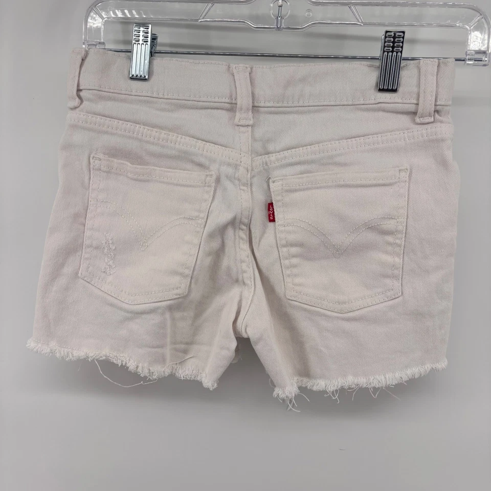 Levis Girls Girlfriend Denim Shorts Size 12 Distressed White Frayed Hem - Image 4 of 4