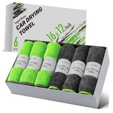 6-Pack Microfiber Towels for Cars 16" 12" Ultra Absorbent and Scratch-Free