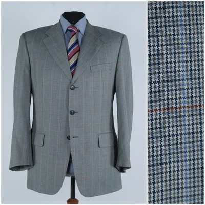Italienischer Herren Blazer 44R UK Größe CORNELIANI Kariert Wolle Sport Mantel Jacke
