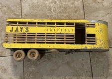 VTG toy truck trailer Jays cattleliner Wood Pressed Steel 22.5in 40s 50s C.F.