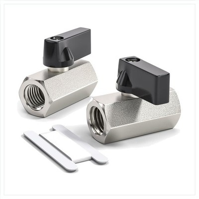 Mini-Kugelhahn 1/2'' BSP Messing Vernickelt 2 Stück Absperrhahn Wasserhahn