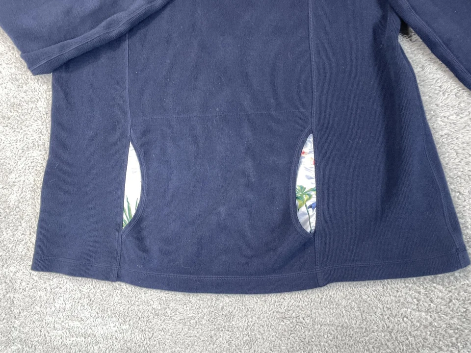 Tommy Bahama Suéter Mujer Extra Grande Azul Pullover Cuello Floral Mezcla Algodón Foto 3 de 4