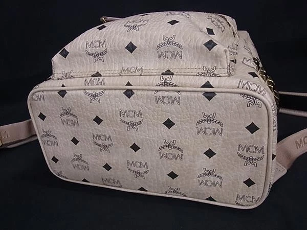 Mochila con tachuelas laterales MCM START (MMK65VE37IG001) en lona recubierta Visetos beige Foto 2 de 4