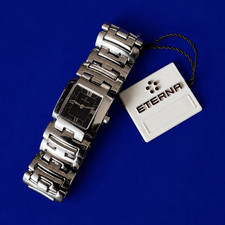 Eterna Minx Lady Quarz Uhr Edelstahl silber/schwarz • Swiss Made • 3 ATM • …