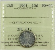 1961 Canada Ten Cent - ICCS MS-65