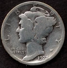 1923 Mercury Dime Average-Good Circulated Condition 90% Silver Collectible Coin