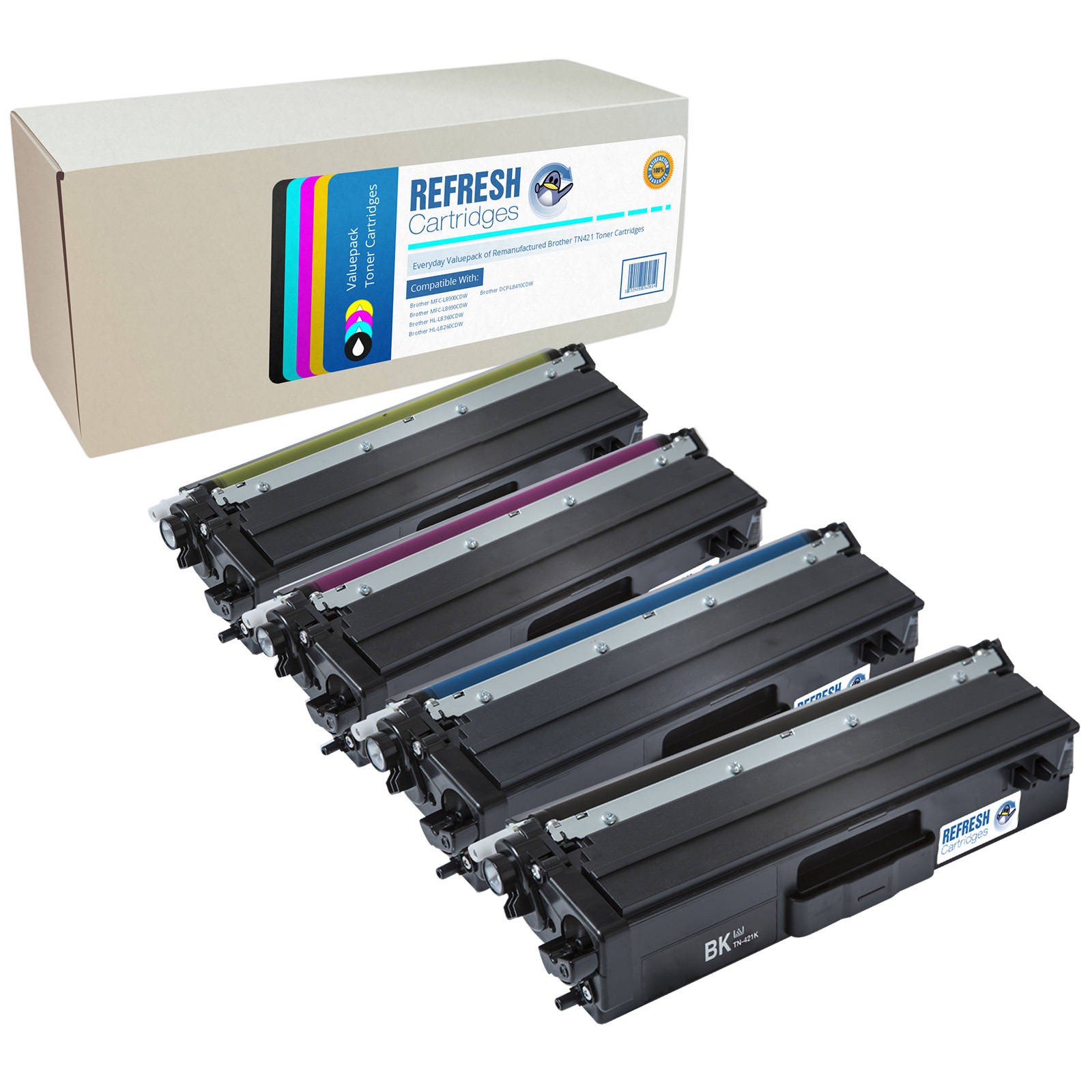 Refresh Cartridges Full Set Pack 4x TN421BK/C/M/Y Toners Compatible With Brother