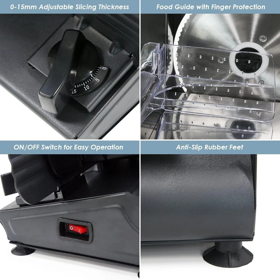 Maquina Rebanadora De Carne Queso Jamon Uso Comercial Hogar Acero Inoxidable - Imagem 3 de 4