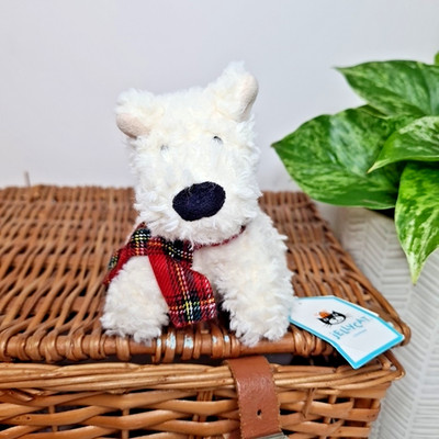 Jellycat Munro Scottie Hund Deko mit Etikett Christbaumschmuck zum Aufhängen