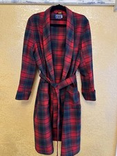 Vtg PENDLETON Red Wool Tartan Plaid Belted Bathrobe Men's Size Medium USA