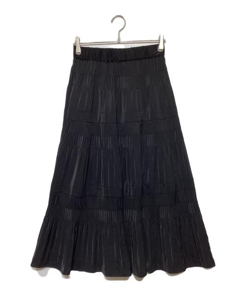 Journal Standard Black Pleated Tiered Skirt Women's Size 36 Mid-Length A-Line-image