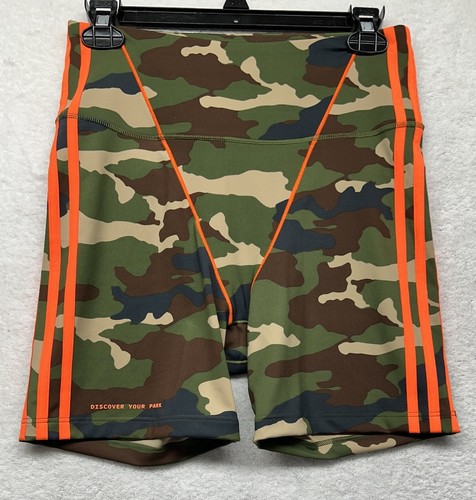 Adidas X Ivy Park Damen Größe M Grün Camouflage Biker Sport Shorts (J5)