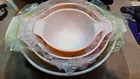 Vtg PYREX 4 piece Autumn Harvest Wheat Cinderella Nesting Mixing Bowls 441 - 444