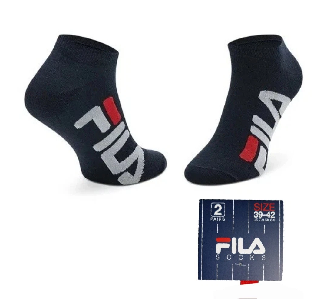 4 PAIA CALZE FILA SOCKS PER UOMO DONNA SPORT COTONE CALZINI CORTI Nere