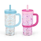 Ello 2 Pack Oasis 14oz Stainless Steel Kids Tumbler with Handle Rainbow/Unicorn