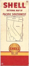 1955 SHELL OIL Road Map PACIFIC SOUTHWEST California Nevada Lake Tahoe Route 66