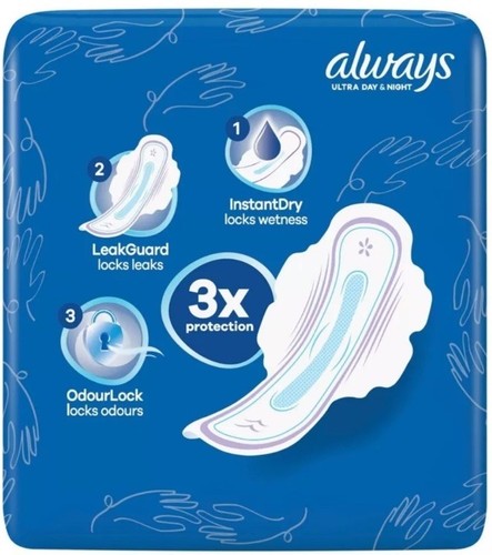 Always Ultra Size 3 Day And Night Pads With Wings Quattro Pack 40 Pads Total - Picture 2 of 5