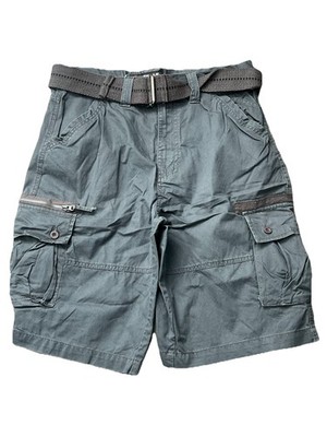 Airwalk Cargo Shorts Mens Size 34 Dark Gray Belt 12'' Inseam 100% Cotton Outdoor