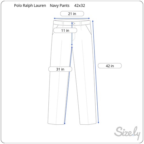 Pantalones chinos vintage Polo Ralph Lauren calce clásico para hombre 42x32 azul marino frente plano - Imagen 10 de 10