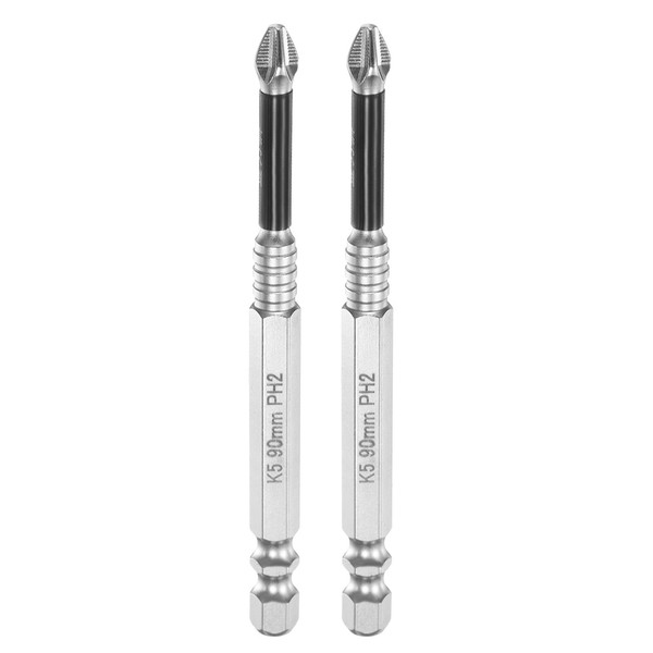 "2 StüCk PH2 Kreuzschlitz-Bits FüR Schraubendreher 1/4\" Sechskant 8,9 Cm Magnet"-image