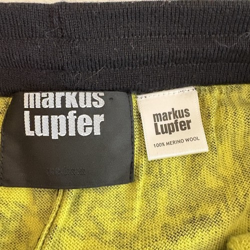 MARKUS LUPFER Trousers Womens Medium Yellow Black Merino Wool Abstract Joggers - Picture 9 of 13