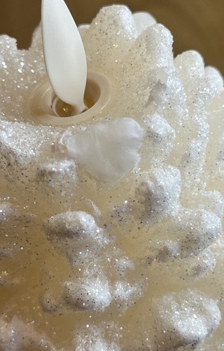 2 Martha Stewart Flameless Luminara Christmas Trees Wax Candle 8” Ivory Glitter - Picture 12 of 12