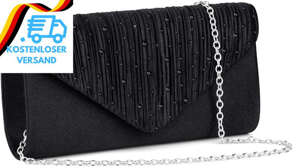 Osdue Kettentasche, Clutch Damen, Glitzer Abendtasche, Elegante Envelope Tasche-image