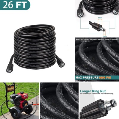 #ad High Pressure Washer Hose 26 ft 5800PSI M22 14mm Power Washer Extension Hose $16.89
