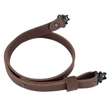 Rifle Gun Sling Buffalo Leather with Mil-Spec Swivel Crazy Horse Brown Stitch