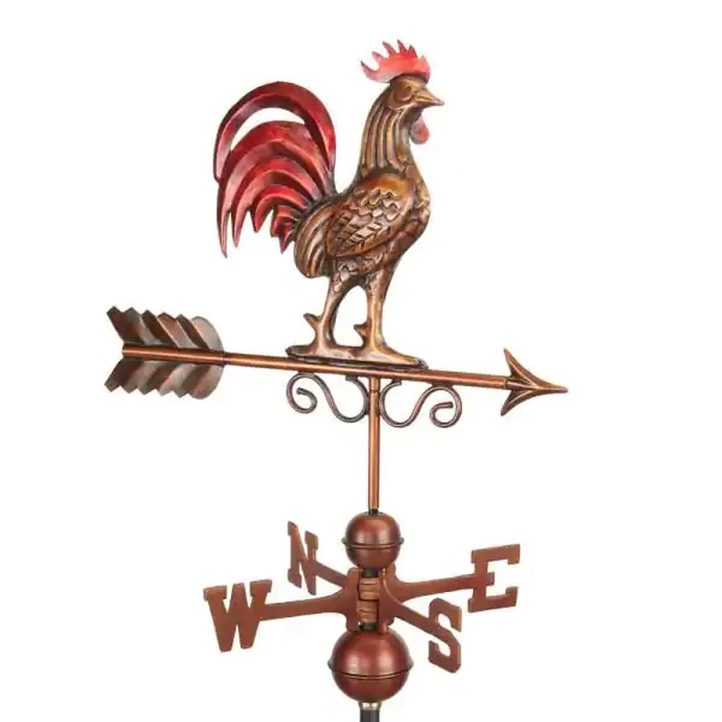 Bantam Red Rooster Weathervane - Pure Copper Hand Multi-Color Patina - Image 3 of 4