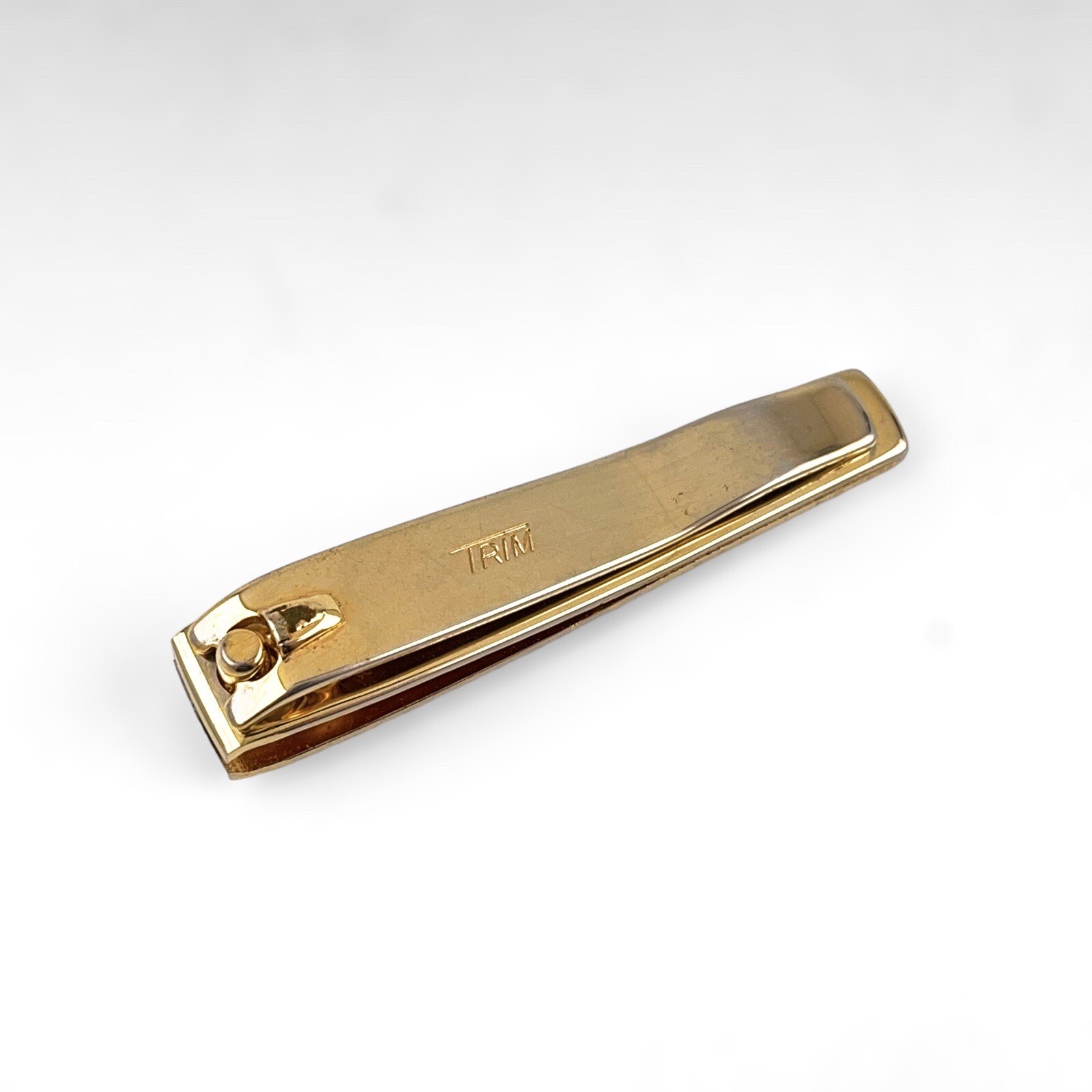 Vintage 3 1/4" TRIM BASSETT USA 72 Nail Clipper Gold Tone For Fingers