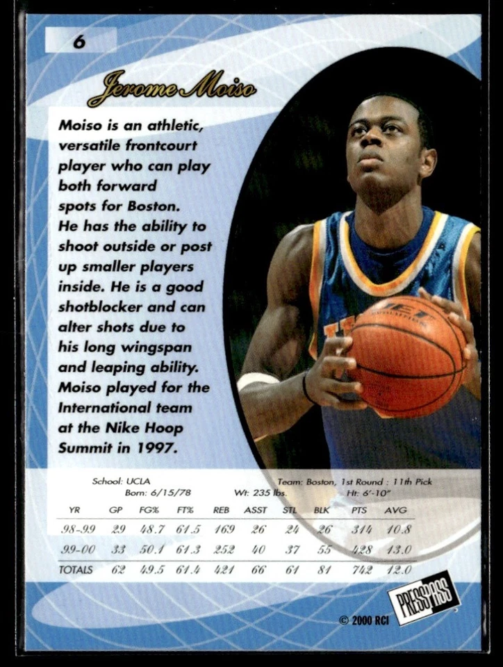 2000-01 Press Pass SE #6 Jerome Moiso UCLA Bruins - Image 2 of 2