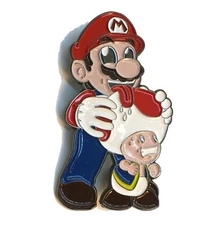 Toad Licking Mario Mushroom Lick Funny Silly HAT PIN Lapel Brooch