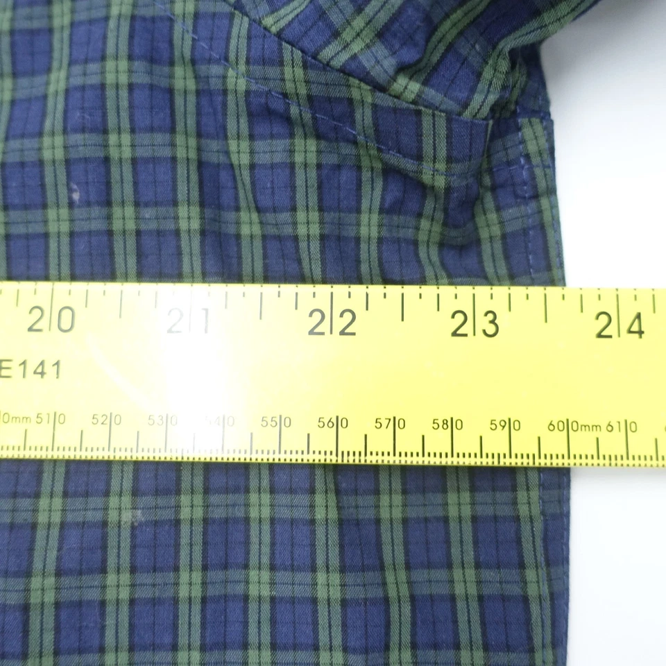 Camisa de vestir Club Room para hombre 16 azul verde algodón a cuadros formal plisada ajuste regular Foto 4 de 4