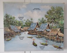  IndochineHuile/toile XXèm Thailande marché flottant Sathorn? Gathorn? 40,6*50,8