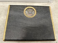 Vintage Black and Gold 1950's Borg Art Deco Bubble Glass Bathroom Scale Works 