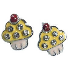 925 Sterling Silver Gold Plated Enamel Cupcake Stud Earrings