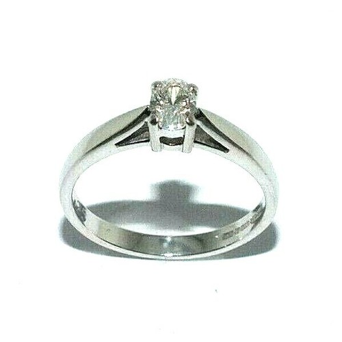 Damen 18ct Weiss Gold Verlobungsring mit Einem 1/4ct Solitaire Diamant, Größe L