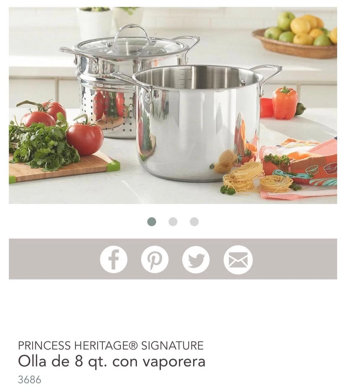 PRINCESS TRI-PLY STAINLESS STEEL8-Qt. Stockpot with Steaming Basket5752