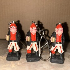 Lot Of 3 Pirate Figurine Beer Peg Leg Vintage Carved Wood Art Nautical Key Chain