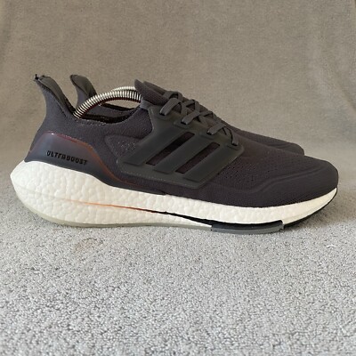 Adidas Shoes Mens 11 Gray Orange UltraBoost 21 Prime Knit Sneakers FY0372