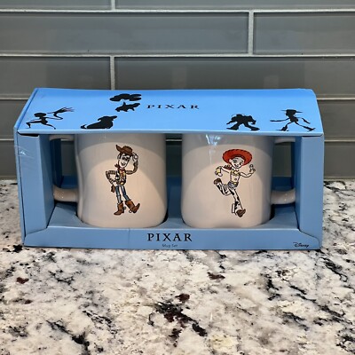 RAE DUNN Disney Pixar Toy Story ''WOODY'' & ''JESSIE'' LL Double Sided Mug Set. NEW