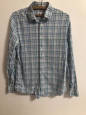 Express Men's Cotton Extra Slim Fit Button Up Blue White Green Shirt M 15-15 1/2