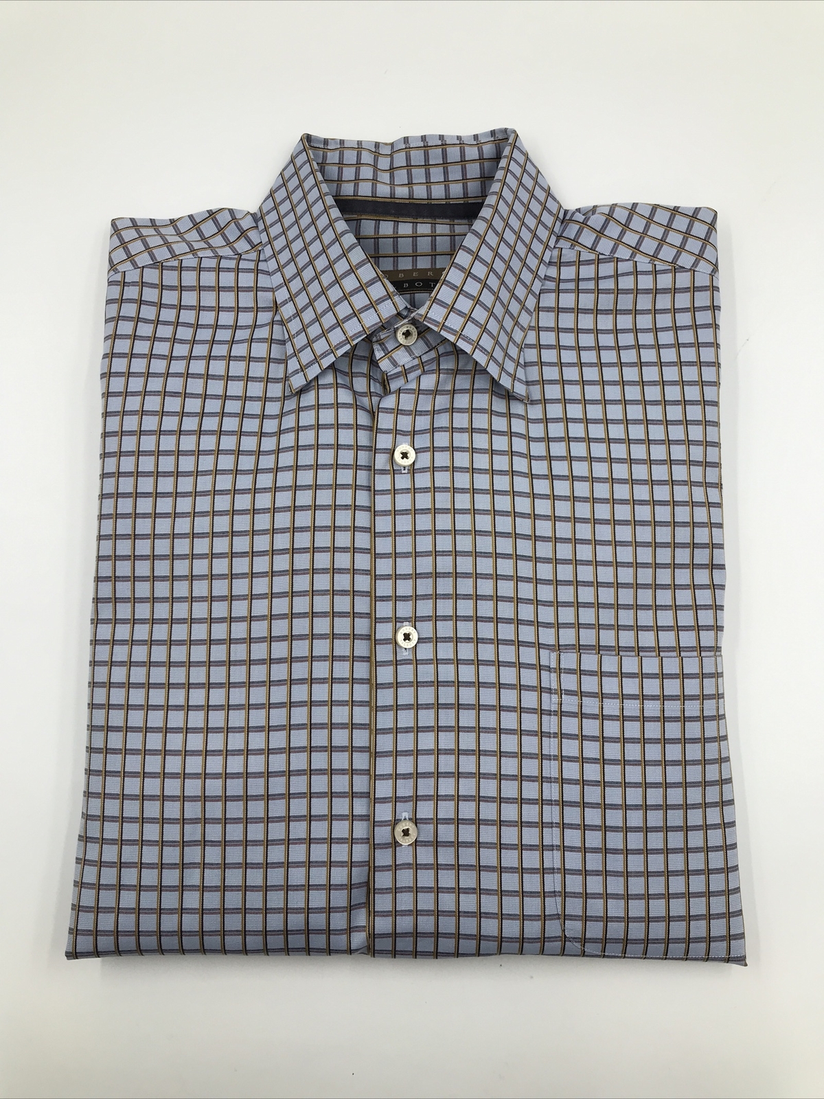 Robert Talbott Button Up Blue Windowpane Long Sle… - image 1