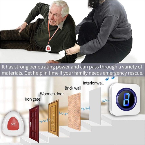 Wireless Caregiver Pager,room monitors for elderly,SOS call bell button,LIKEPAI - Picture 5 of 10