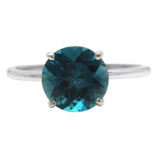 4.50 Carats Natural London Blue Topaz 14K Solid White Gold Ring