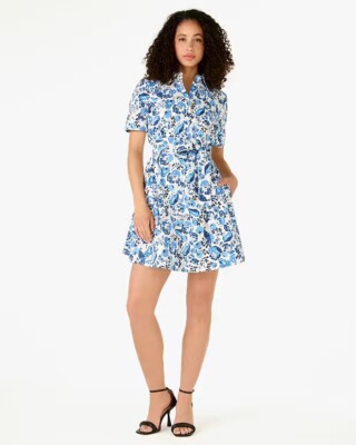 kate spade floral shirt dress Kate Spade Whimsical Garden Belted Shirt Dress, Antique Pearl
