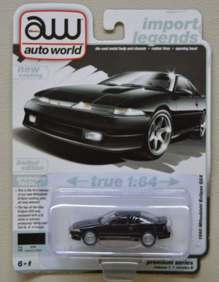 Auto World Import Legends 1990 Mitsubishi Eclipse GSX Black AW 1