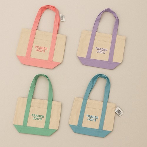 Trader Joe’s Mini Pastel Canvas Tote Bag Set Of 4 Colors Limited (New With Tag)