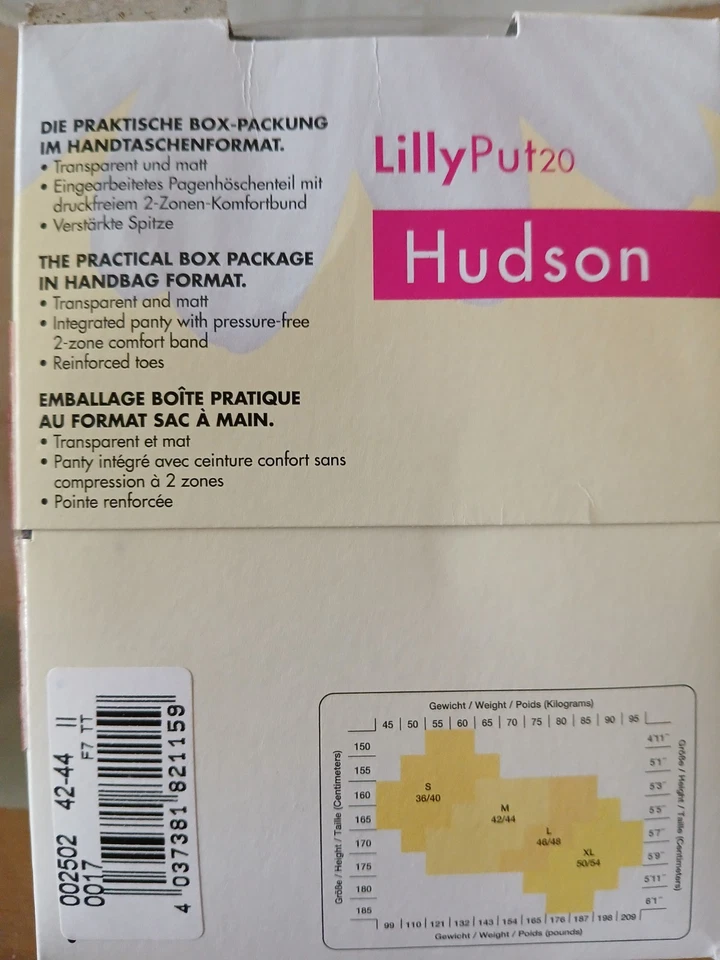 Gr. 42 44 NEU - 4 Fein Strumpfhosen Hudson Lilly Put 20den transp., Grauton  - Bild 3 von 4